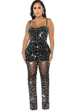 Load image into Gallery viewer, Women Rhinestones Mesh Sheer Legs Jumpsuit - Tyche Ace