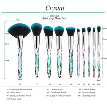Load image into Gallery viewer, 10pcs Crystal Silky Smooth Makeup Brush Set freeshipping - Tyche Ace