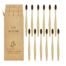 Load image into Gallery viewer, 12pcs  Eco-friendly Natural Bamboo Charcoal Soft Bristles Tooth Brush freeshipping - Tyche Ace