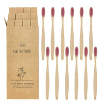 Load image into Gallery viewer, 12pcs  Eco-friendly Natural Bamboo Charcoal Soft Bristles Tooth Brush freeshipping - Tyche Ace
