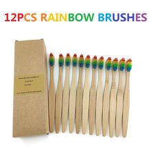 Load image into Gallery viewer, 12Pcs Pack Rainbow Natural Soft Hair  Bamboo Toothbrushes freeshipping - Tyche Ace