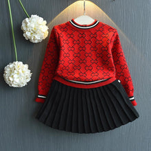 Load image into Gallery viewer, 2 Pcs Girls Winter Long Sleeve Sweater Shirt and Skirt Suit freeshipping - Tyche Ace