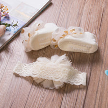 Load image into Gallery viewer, 2 Pcs Set Baby Girl Lovely Flower Bowknot Crown Lace Headwrap + Lace Cute Kids Shoes freeshipping - Tyche Ace