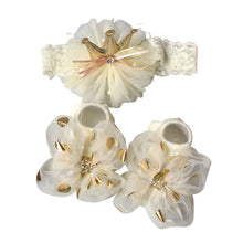 Load image into Gallery viewer, 2 Pcs Set Baby Girl Lovely Flower Bowknot Crown Lace Headwrap + Lace Cute Kids Shoes freeshipping - Tyche Ace