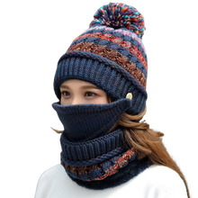 Load image into Gallery viewer, 3Pcs Women Thick Warm Fleece Knitted Hat Scarf Mask Sets freeshipping - Tyche Ace