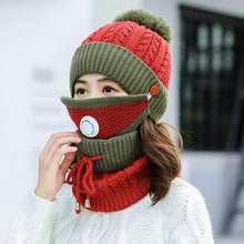 Load image into Gallery viewer, 3Pcs Women Thick Warm Fleece Knitted Hat Scarf Mask Sets freeshipping - Tyche Ace