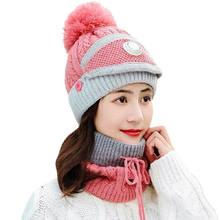 Load image into Gallery viewer, 3Pcs Women Thick Warm Fleece Knitted Hat Scarf Mask Sets freeshipping - Tyche Ace