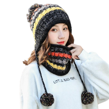 Load image into Gallery viewer, 3Pcs Women Thick Warm Fleece Knitted Hat Scarf Mask Sets freeshipping - Tyche Ace