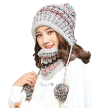 Load image into Gallery viewer, 3Pcs Women Thick Warm Fleece Knitted Hat Scarf Mask Sets freeshipping - Tyche Ace