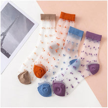 Load image into Gallery viewer, 4 Pairs Pack Women Bamboo Transparent Thin Breathable Polka Dot Socks freeshipping - Tyche Ace