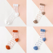 Load image into Gallery viewer, 4 Pairs Pack Women Bamboo Transparent Thin Breathable Polka Dot Socks freeshipping - Tyche Ace