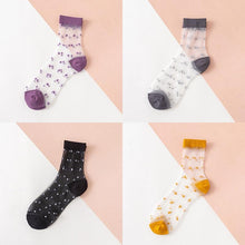 Load image into Gallery viewer, 4 Pairs Pack Women Bamboo Transparent Thin Breathable Polka Dot Socks freeshipping - Tyche Ace