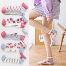 Load image into Gallery viewer, 5 Pairs Women Cartoon Fruit Design Silk Socks freeshipping - Tyche Ace