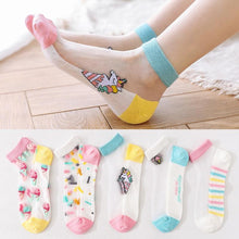 Load image into Gallery viewer, 5 Pairs Women Cartoon Fruit Design Silk Socks freeshipping - Tyche Ace