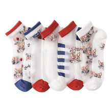 Load image into Gallery viewer, 5 Pairs Women Cartoon Fruit Design Silk Socks freeshipping - Tyche Ace