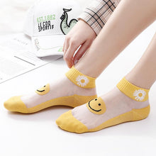Load image into Gallery viewer, 5 Pairs Women Colourful Embroidered Crew Silk Thin Cotton Socks freeshipping - Tyche Ace