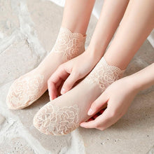 Load image into Gallery viewer, 5 Pairs Women Colourful Embroidered Crew Silk Thin Cotton Socks freeshipping - Tyche Ace