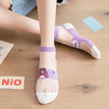 Load image into Gallery viewer, 5 Pairs Women Colourful Embroidered Crew Silk Thin Cotton Socks freeshipping - Tyche Ace