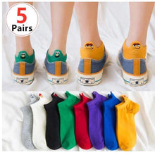 Load image into Gallery viewer, 5 Pairs/Pack Women Cotton Embroidered Happy Fashion Ankle Socks freeshipping - Tyche Ace