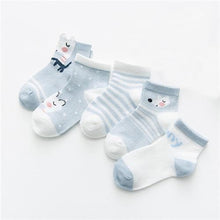 Load image into Gallery viewer, 5Pairs Unisex Baby Cartoon Design Cotton Mesh Thin Socks freeshipping - Tyche Ace