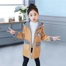 Load image into Gallery viewer, Thick Fur Woolen Cute Cat Design Winter Coats For Girls