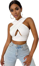 Load image into Gallery viewer, Women's Criss Cross Tank Tops Sexy Sleeveless Solid Color Cutout Front Crop Tops Party Club Streetwear Summer Lady Bustier Tops freeshipping - Tyche Ace