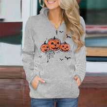Load image into Gallery viewer, Casual Stand Collar Zip Long Sleeve Skull Print Sweatshirt Hoodie For Women