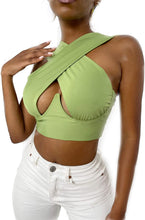 Load image into Gallery viewer, Cross Wrap Sleeveless Cut-Out Front Crop Top-Plus Sizes freeshipping - Tyche Ace