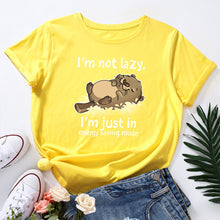 Load image into Gallery viewer, I'm Not Lazy Animal Bear Graphic Print T Shirt freeshipping - Tyche Ace