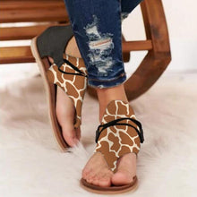 Load image into Gallery viewer, Summer Casual Retro Animal Print Design Clip Toe Flat Sandals freeshipping - Tyche Ace