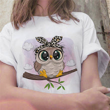 Load image into Gallery viewer, Cartoon Owl Graphic Printed Casual T Shirt freeshipping - Tyche Ace