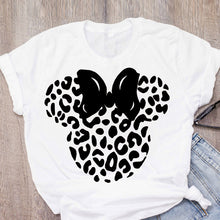 Load image into Gallery viewer, Cartoon Leopard Bow Print Design Short Sleeve Casual T Shirt freeshipping - Tyche Ace