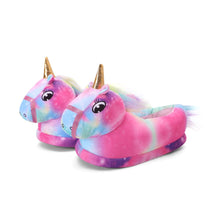 Load image into Gallery viewer, Kids Plush Magical Unicorn Slippers