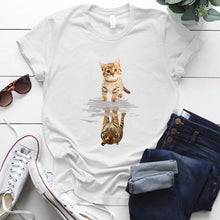 Load image into Gallery viewer, Cat & Tiger Print Graphic T Shirt freeshipping - Tyche Ace