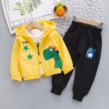 Load image into Gallery viewer, 3Pc Set Cartoon Dinosaur Image Design Hooded Sweater Pants + T Shirt For Boys