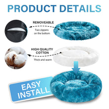 Load image into Gallery viewer, Zip Cover Removable Washable Donut Shape Design Calming Long Plush Dog Beds
