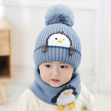 Load image into Gallery viewer, Animal Cartoon Knitted Pom Pom Hat Scarf Set For Kids