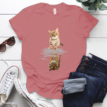 Load image into Gallery viewer, Cat & Tiger Print Graphic T Shirt freeshipping - Tyche Ace
