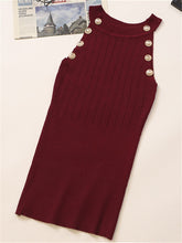 Load image into Gallery viewer, Golden Buttons Hollow Out Design Thin Knitted Sleeveless Stylish Top For Women