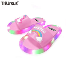 Load image into Gallery viewer, Children Unisex Unicorn Luminous Soft Heel Non-Slip  Flip Flops freeshipping - Tyche Ace