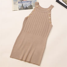Load image into Gallery viewer, Golden Buttons Hollow Out Design Thin Knitted Sleeveless Stylish Top For Women