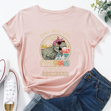 Load image into Gallery viewer, Dinosaur Graphic Letters Print Short Sleeve T Shirt freeshipping - Tyche Ace