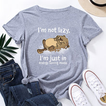 Load image into Gallery viewer, I'm Not Lazy Animal Bear Graphic Print T Shirt freeshipping - Tyche Ace