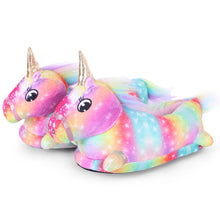Load image into Gallery viewer, Kids Plush Magical Unicorn Slippers
