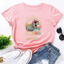 Load image into Gallery viewer, Dinosaur Graphic Letters Print Short Sleeve T Shirt freeshipping - Tyche Ace