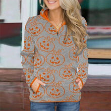 Load image into Gallery viewer, Casual Stand Collar Zip Long Sleeve Skull Print Sweatshirt Hoodie For Women