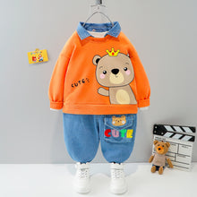 Load image into Gallery viewer, Cartoon Animal Design Sweater + Warm Pants Suit For Kids