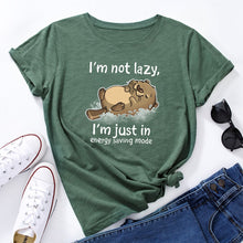 Load image into Gallery viewer, I'm Not Lazy Animal Bear Graphic Print T Shirt freeshipping - Tyche Ace