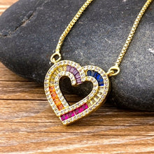 Load image into Gallery viewer, Rainbow Heart Charm Pendants For Women