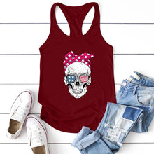 Load image into Gallery viewer, Skull Scarf Sunglasses Print Tank Top freeshipping - Tyche Ace